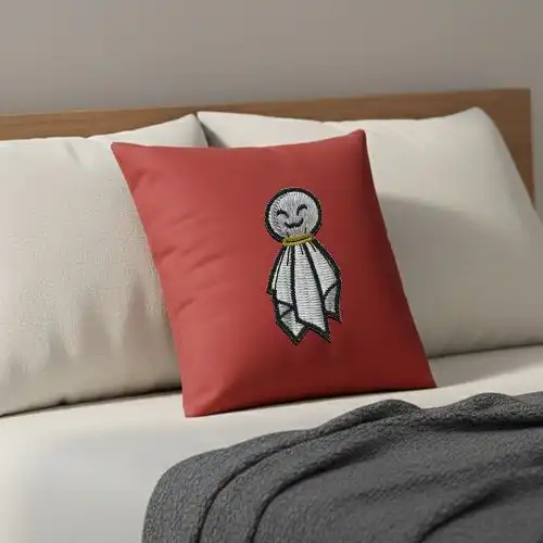 Embroidered Cushion Cover With Lucky Spirit Doll Design