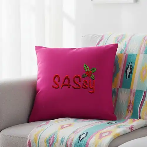 Embroidered Cushion Cover With Sassy Cherry Design