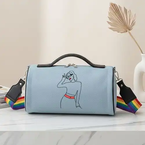 Embroidered Duffle Bag With Pose Power Design
