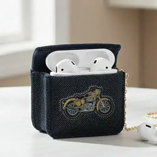 Embroidered Earphone Cover With Bullet Design