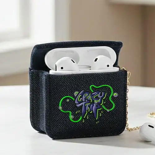 Embroidered Earphone Cover With Neon Vibe Design