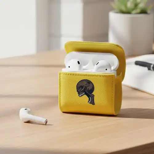 Embroidered Earphone Cover With Sinister Skull Design