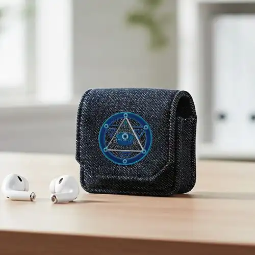 Embroidered Earphone Covers With Scared Geometery Eyes Design