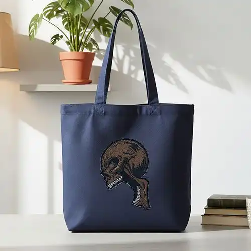 Embroidered Jhola Bag With Sinister Skull Design