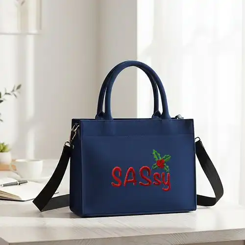 Embroidered Large Handbag With Sassy Cherry Design