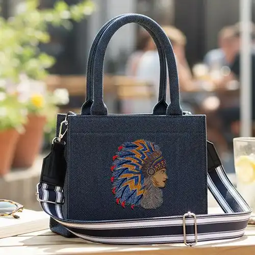 Embroidered Small Handbag With Red India Male Design