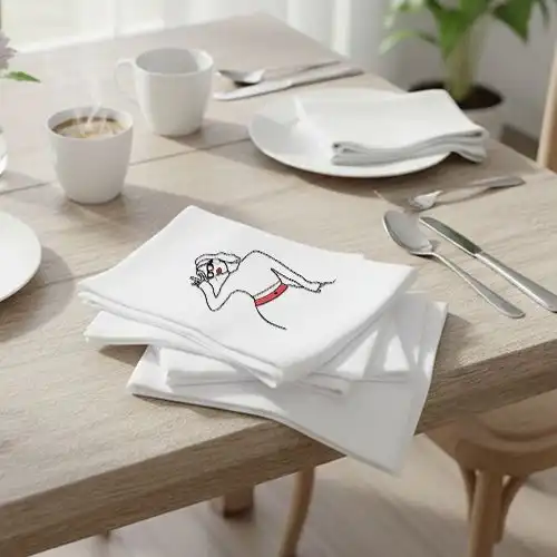 Embroidered Table Napkin With Pose Power Design