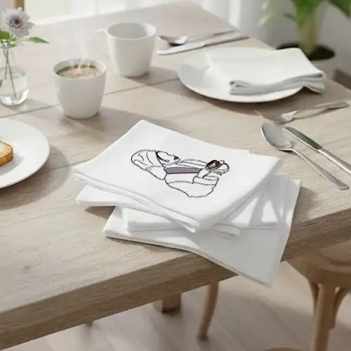 Embroidered Table Napkin With Self Care Sip Design