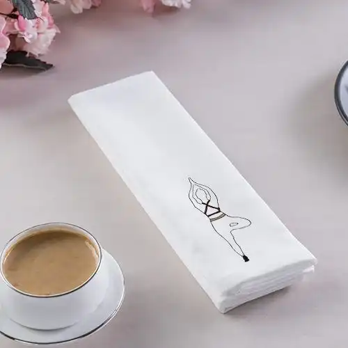 Embroidered Table Napkin With Yoga Aura Design