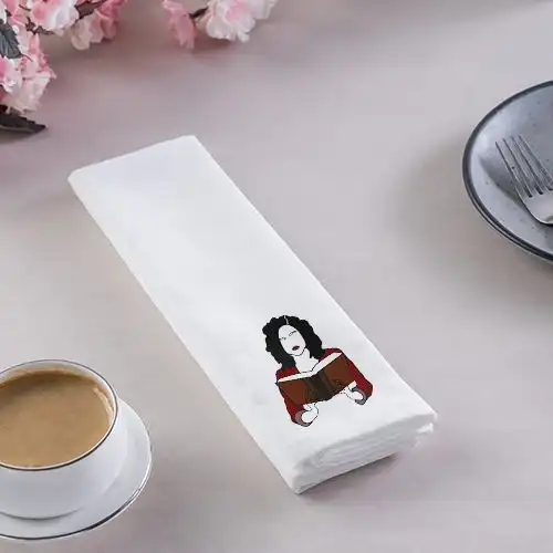 Embroidered Table Napkins With Read Rise Design