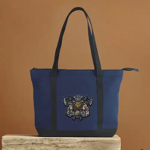 Embroidered Tote Bag With Axe Warrior Design