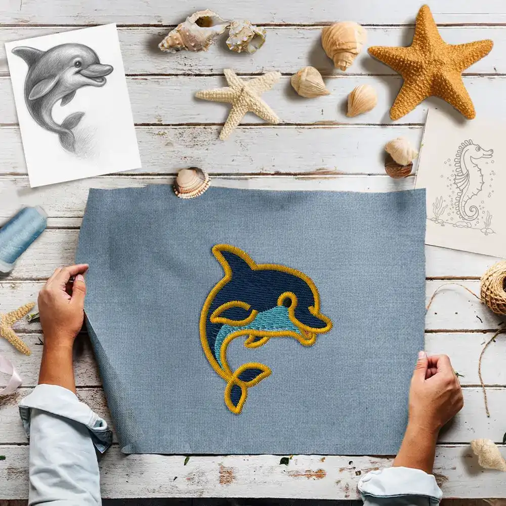 Dhaga Raga Embroidery Sea Design Embroidered