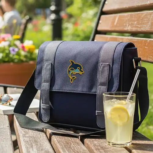 Embroidered Messanger Handbag Dolphine Design