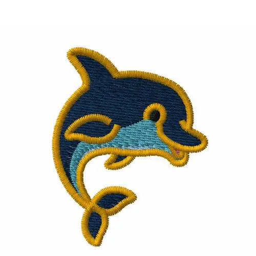 Denim Accessory Case with Dolphin Embroidery