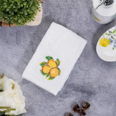 Dhaga-Raga | Embroidery | face-towel | fruitti-d-italia | lemon | embroidered