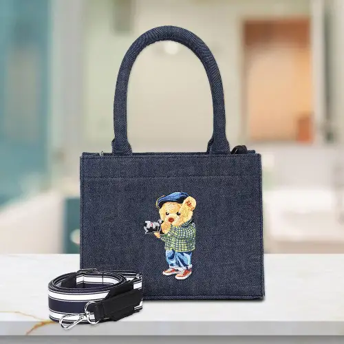 Dhaga Raga Embroidery Bob Denim Handbag