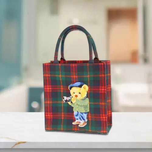 Dhaga Raga Embroidery Bob Tartan Handbag