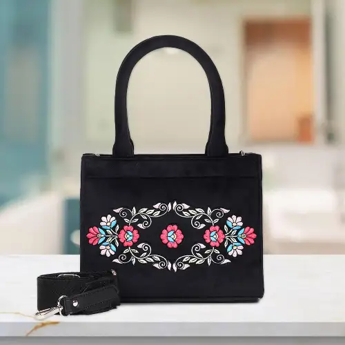 Dhaga Raga Embroidery Velvet Baroque Embroidered Hand Bag