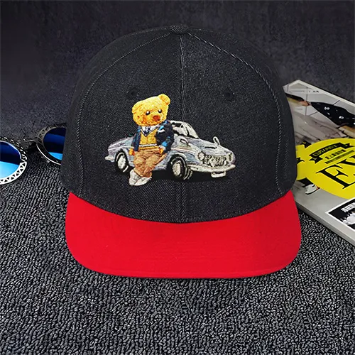Dhaga Raga Embroidery Car Bear Embroidered Hip Hop Caps