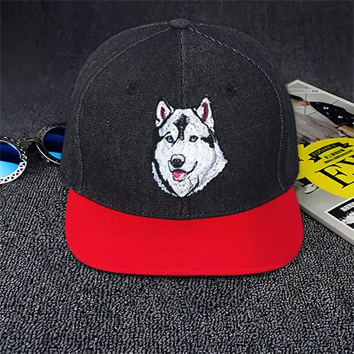 Dhaga Raga Embroidery Hound Husky Embroidered Hip Hop Caps