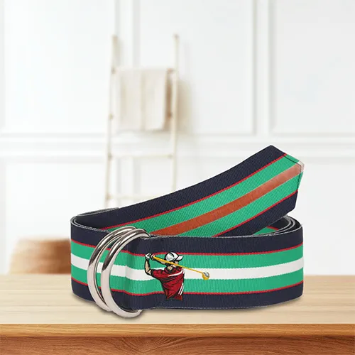 Dhaga Raga Embroidery golfer Chester Grosgrain Ribbon D Ring Belt