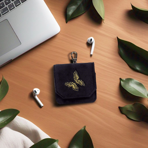 Dhaga-Raga | Embroidered | Velvet | Butterfly | Embroidered | Earpod-Case