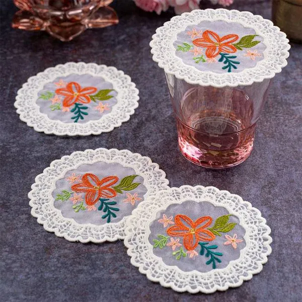 Dhagaraga Embroidered Coaster Floral