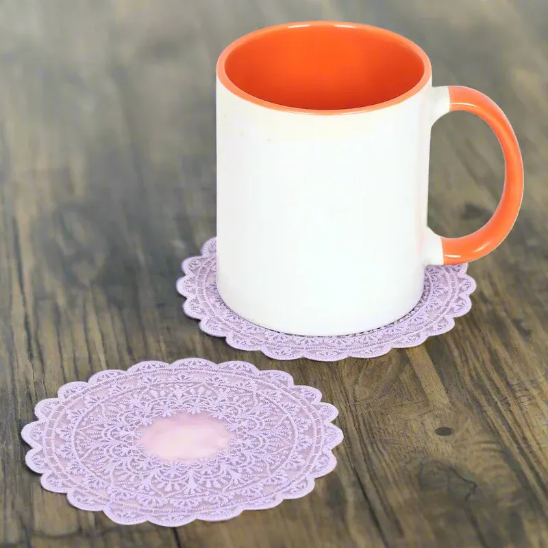 Dhagaraga Embroidered Coaster Lavender
