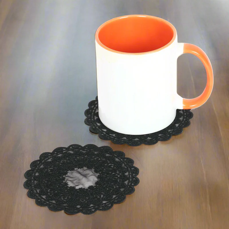 Dhagaraga | embroidered | coaster-black