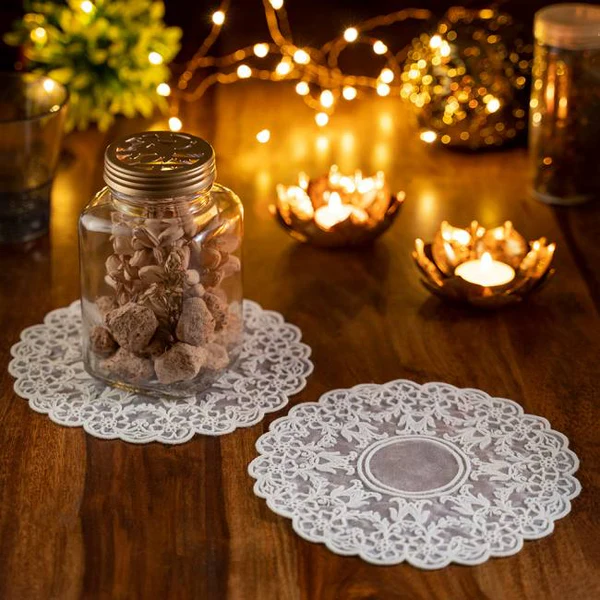 Dhagaraga | embroidered | coaster | classic-floral