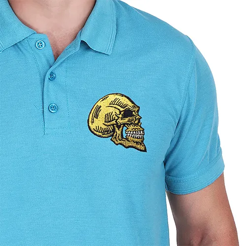 Dhaga Raga Embroidery Blue Golden Skull