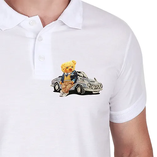 Dhaga Raga Embroidery Embroideredwhite Car Bear