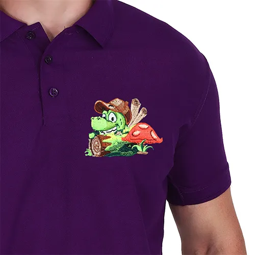 Dhaga Raga Embroidery Purple T Shirts T Shirt Croc Embroidered