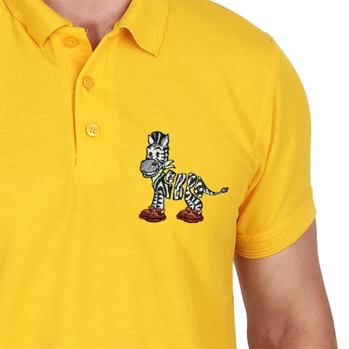 Dhaga Raga Embroidery Yellow T Shirts T Shirt Zebra Embroidered