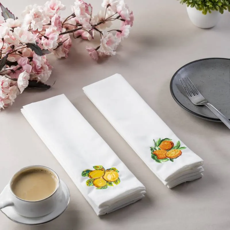 Dhaga Raga Embroidery Table Napkins Fruitti D Italia Lemon Orange