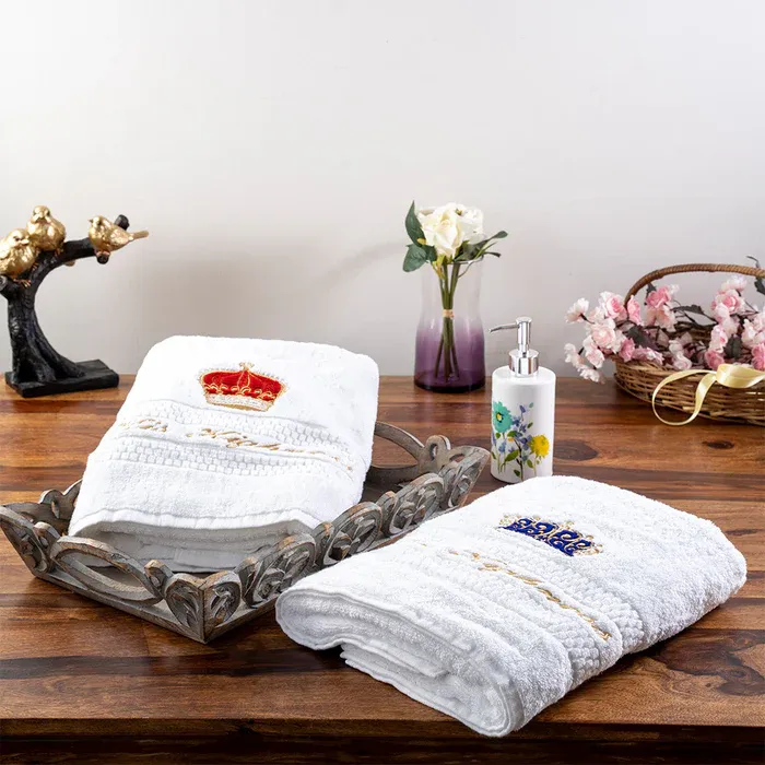 Dhaga Raga Embroidery Bath Towels King Queen Gift Set