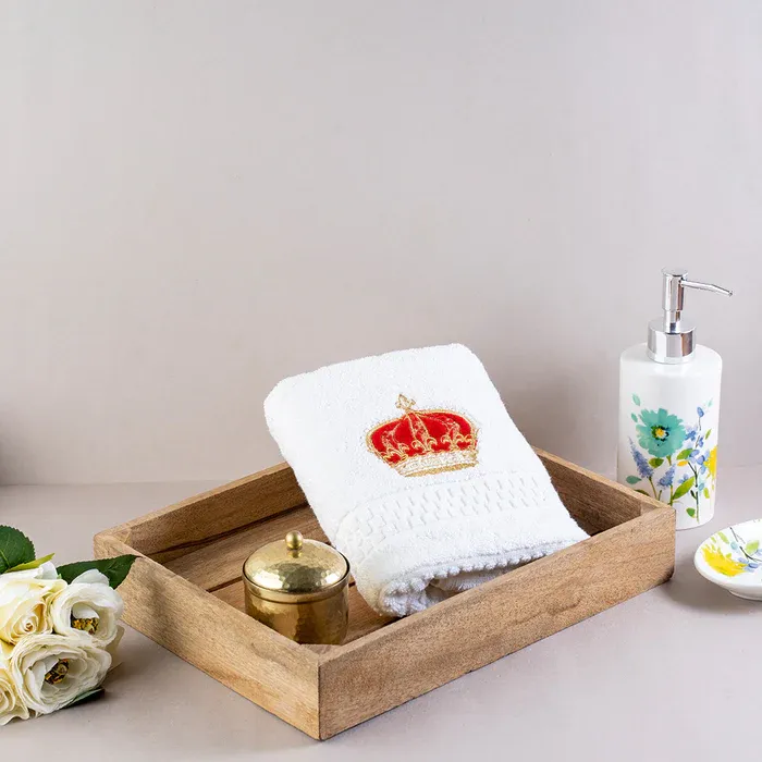 Dhaga Raga Embroidery Hand Towels Crown