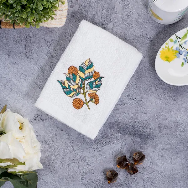 Dhagaraga Face Towel Floral Marigold Embroidery