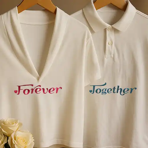 Embroidered Couple T Shirt Set