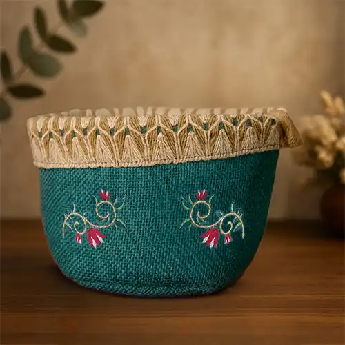 Floral Embroidered Basket