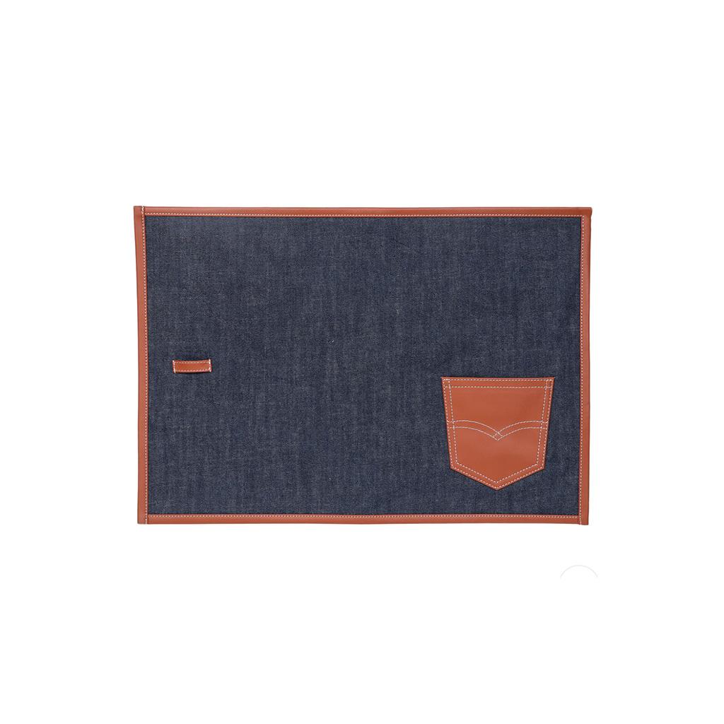 Denim Blue and Brown Rexin Tablemat